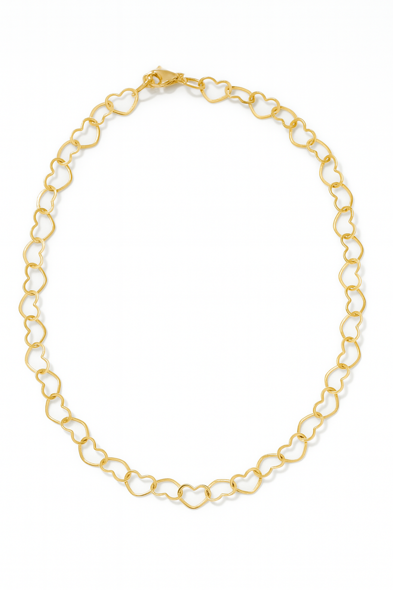 Colar Elos de Coração Banhado a Ouro 18k – Amor em Cada Detalhe