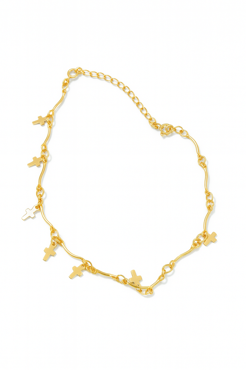 Pulseira Cruzinhas Banhada a Ouro 18k – Fé e Estilo em Harmonia