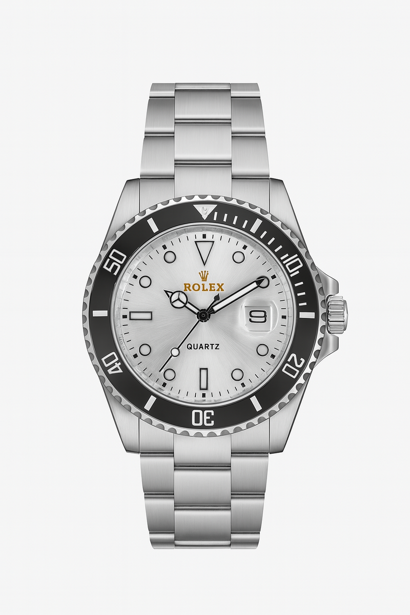 Relógio Diver Silver Steel – Mostrador Prata Escovado & Bisel Preto