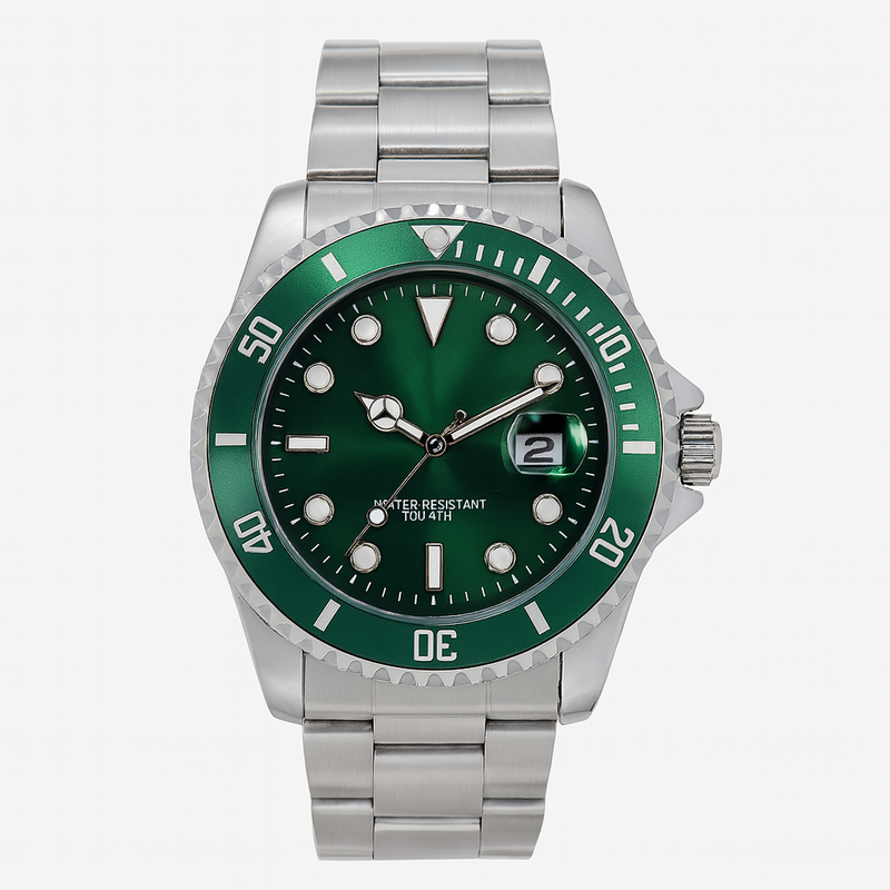 Relógio Diver Emerald Steel – Mostrador Verde Esmeralda & Aço Inox 316L