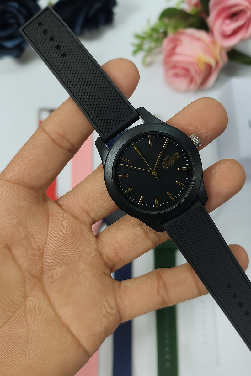 Relógio Minimal Black ‑ Caixa Fosca & Detalhes Dourados