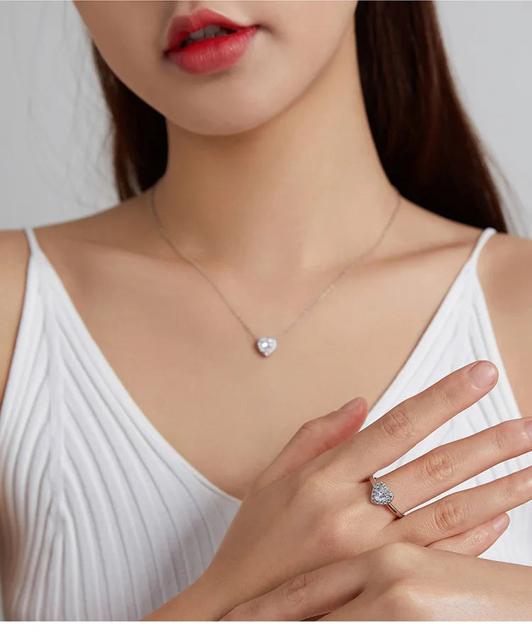 CONJUNTO COLAR + ANEL SILVER HEART PRATAS 925
