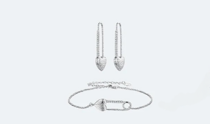 CONJUNTO 2 PEÇAS PULSEIRA E BRINCO PRATAS 925