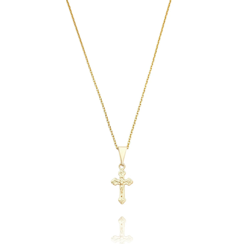 Cordão Veneziana 45 cm com Crucifixo Detalhado Folheado a Ouro 18k – Proteção Clássica FP Jóias